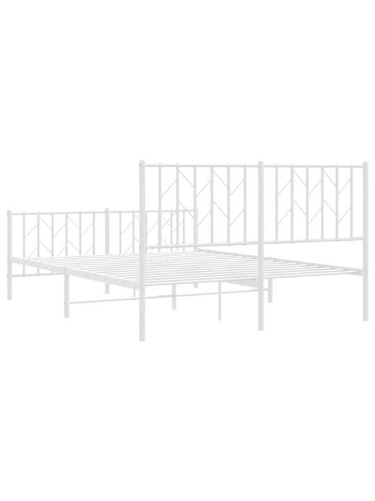Gultas rāmis ar galvgali un kājgali, balts metāls, 140x190 cm