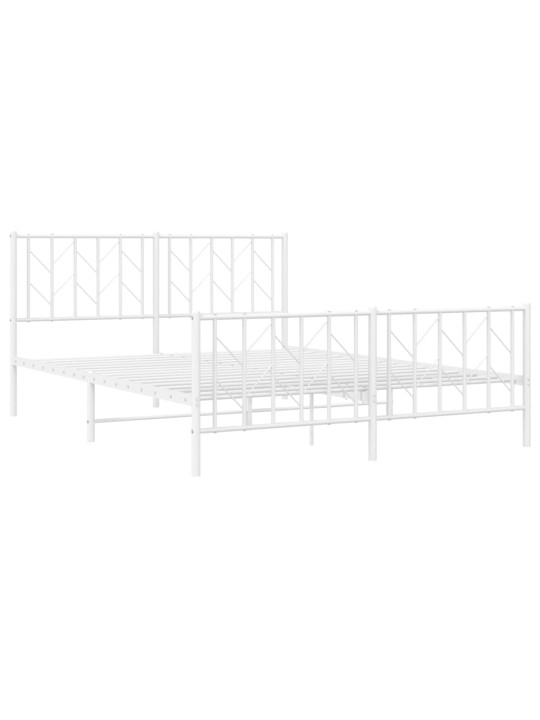 Gultas rāmis ar galvgali un kājgali, balts metāls, 150x200 cm