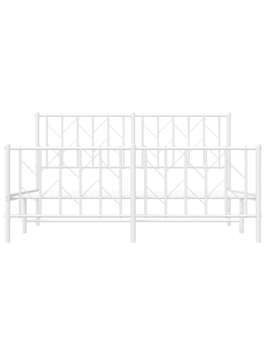 Gultas rāmis ar galvgali un kājgali, balts metāls, 150x200 cm