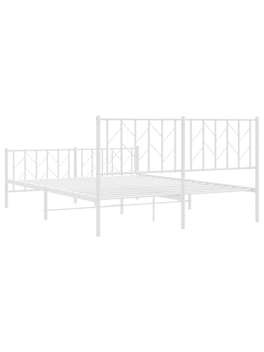 Gultas rāmis ar galvgali un kājgali, balts metāls, 150x200 cm