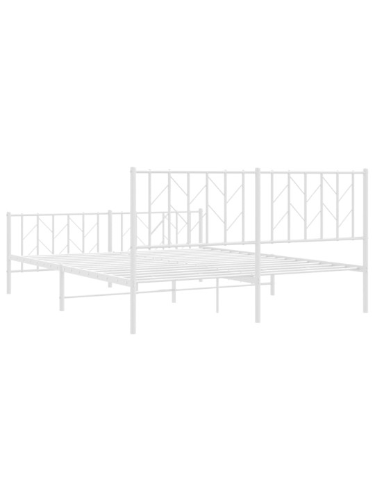 Gultas rāmis ar galvgali un kājgali, balts metāls, 160x200 cm