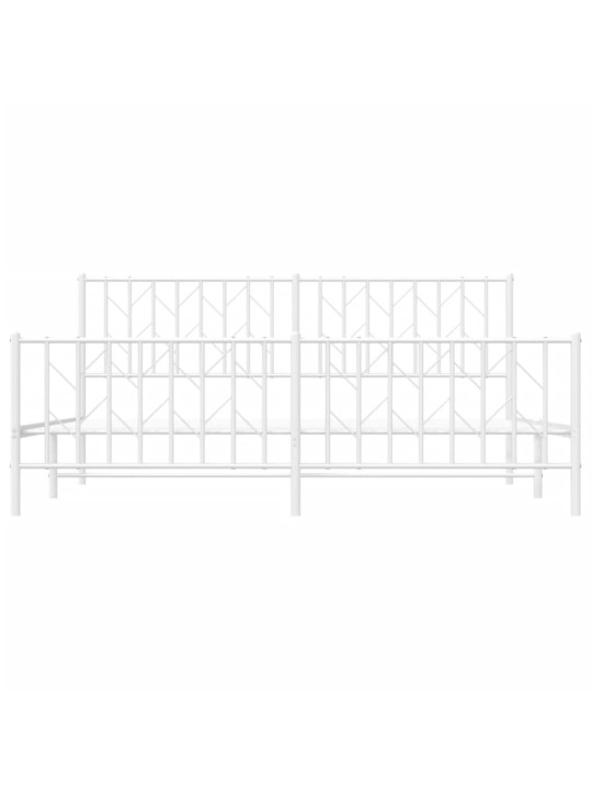 Gultas rāmis ar galvgali un kājgali, balts metāls, 180x200 cm