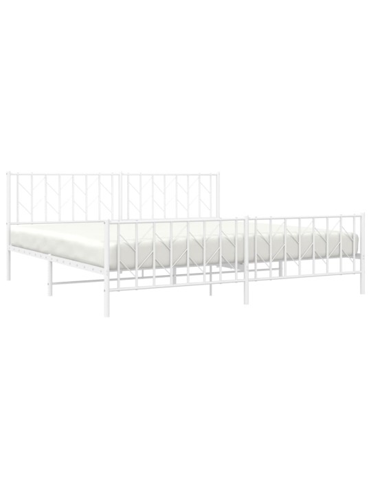Gultas rāmis ar galvgali un kājgali, balts metāls, 200x200 cm