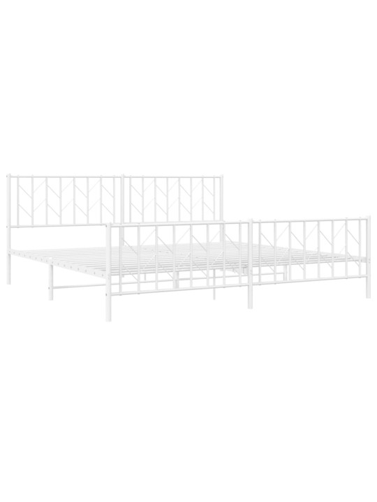 Gultas rāmis ar galvgali un kājgali, balts metāls, 200x200 cm