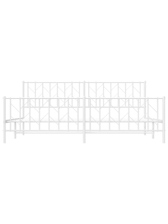 Gultas rāmis ar galvgali un kājgali, balts metāls, 200x200 cm