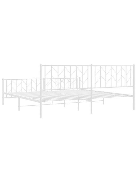 Gultas rāmis ar galvgali un kājgali, balts metāls, 200x200 cm
