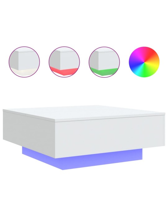 Kafijas galdiņš ar led, balts, 80x80x31 cm