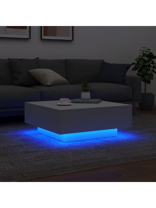 Kafijas galdiņš ar led, balts, 80x80x31 cm