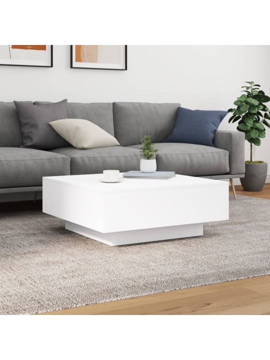Kafijas galdiņš ar led, balts, 80x80x31 cm