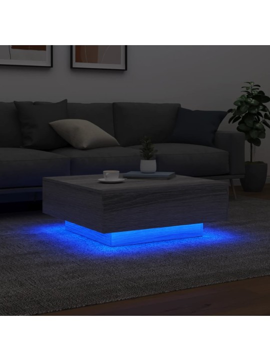 Kafijas galdiņš ar led, pelēka ozolkoka krāsa, 80x80x31 cm