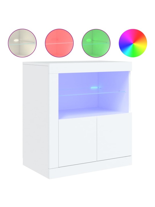 Kumode ar led lampiņām, balta, 60,5x37x67 cm