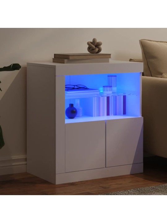 Kumode ar led lampiņām, balta, 60,5x37x67 cm