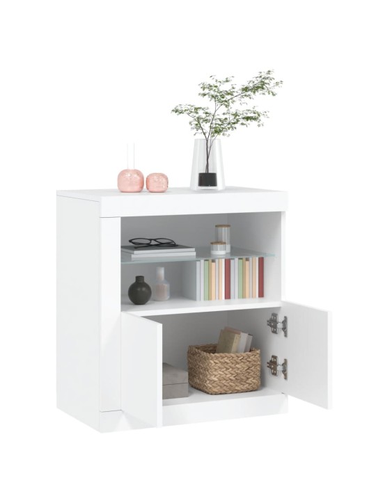 Kumode ar led lampiņām, balta, 60,5x37x67 cm