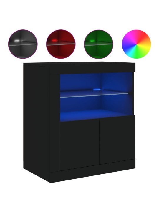 Kumode ar led lampiņām, melna, 60,5x37x67 cm