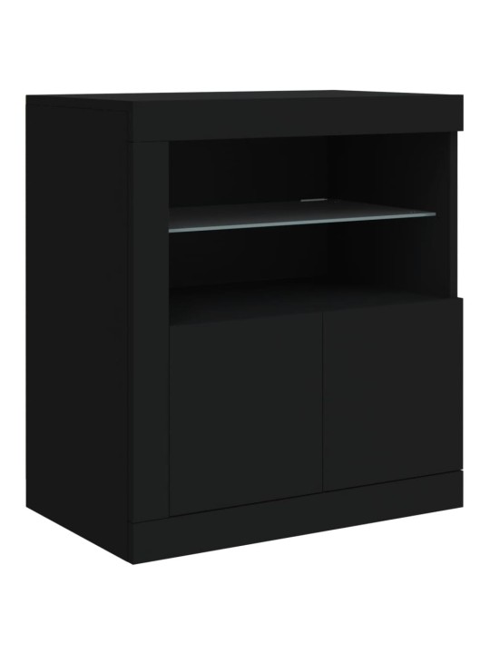 Kumode ar led lampiņām, melna, 60,5x37x67 cm