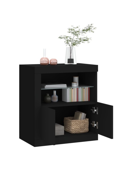 Kumode ar led lampiņām, melna, 60,5x37x67 cm
