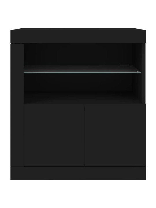 Kumode ar led lampiņām, melna, 60,5x37x67 cm