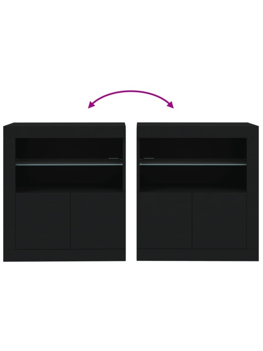 Kumode ar led lampiņām, melna, 60,5x37x67 cm