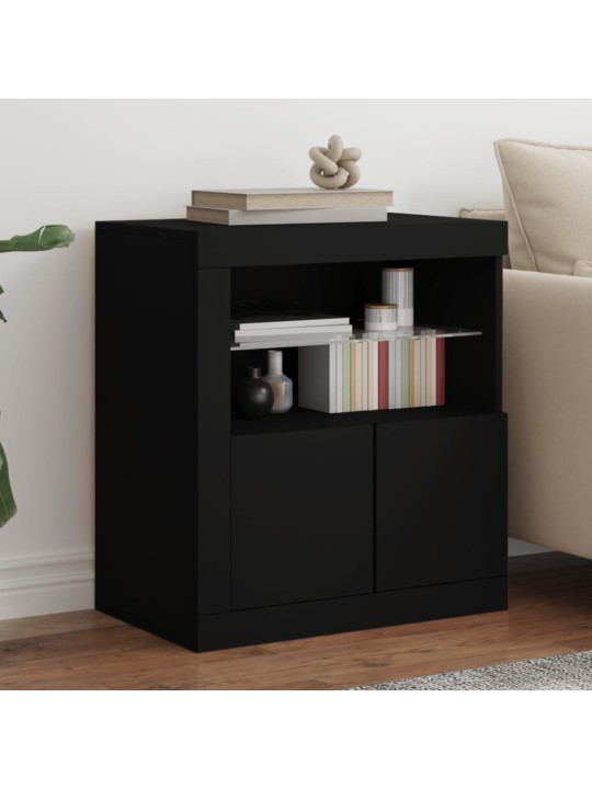 Kumode ar led lampiņām, melna, 60,5x37x67 cm