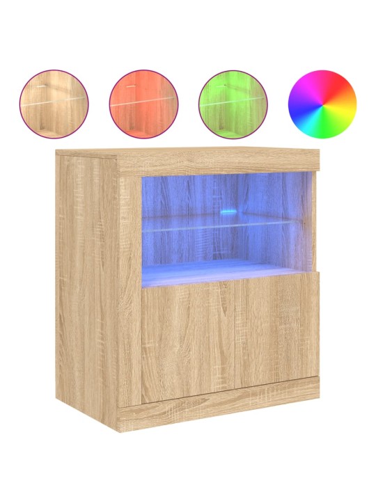 Kumode ar led lampiņām, ozolkoka krāsa, 60,5x37x67 cm