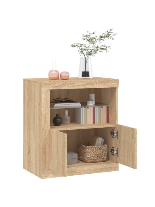 Kumode ar led lampiņām, ozolkoka krāsa, 60,5x37x67 cm
