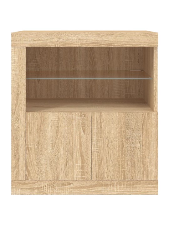 Kumode ar led lampiņām, ozolkoka krāsa, 60,5x37x67 cm