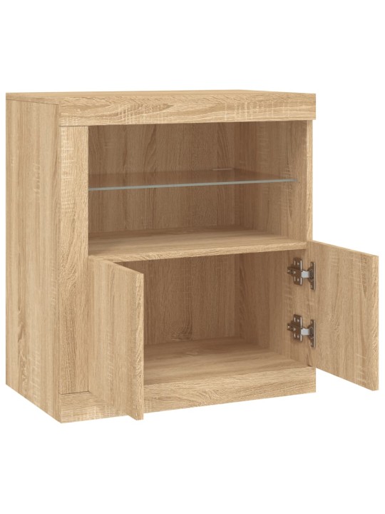 Kumode ar led lampiņām, ozolkoka krāsa, 60,5x37x67 cm