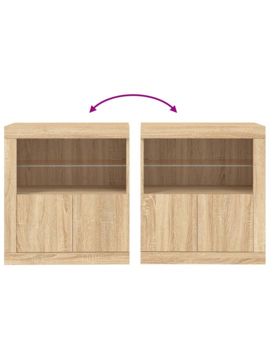 Kumode ar led lampiņām, ozolkoka krāsa, 60,5x37x67 cm