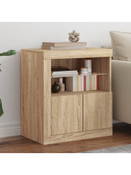 Kumode ar led lampiņām, ozolkoka krāsa, 60,5x37x67 cm