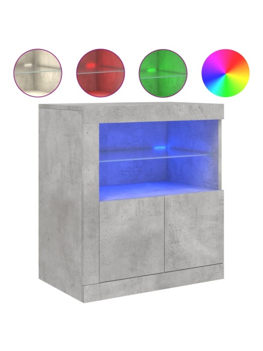 Kumode ar led lampiņām, betona pelēka, 60,5x37x67 cm