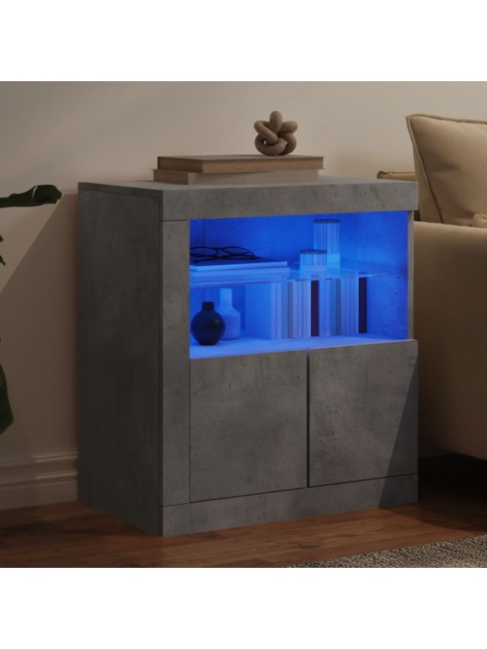 Kumode ar led lampiņām, betona pelēka, 60,5x37x67 cm