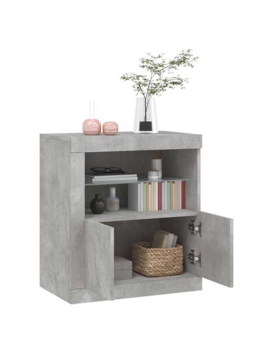 Kumode ar led lampiņām, betona pelēka, 60,5x37x67 cm