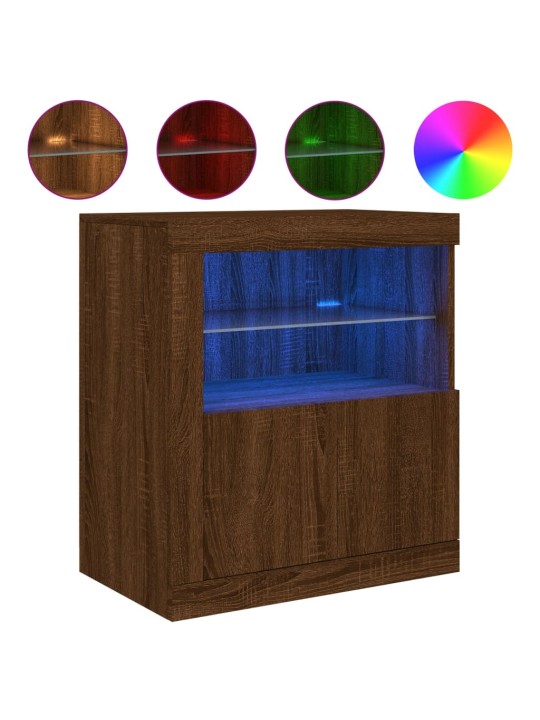 Kumode ar led lampiņām, brūna koka krāsa, 60,5x37x67 cm