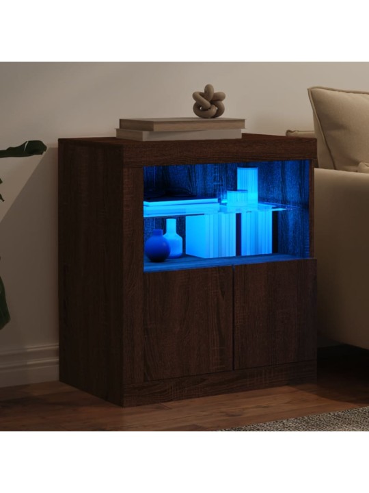 Kumode ar led lampiņām, brūna koka krāsa, 60,5x37x67 cm