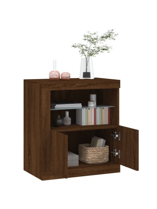 Kumode ar led lampiņām, brūna koka krāsa, 60,5x37x67 cm