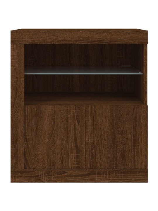 Kumode ar led lampiņām, brūna koka krāsa, 60,5x37x67 cm