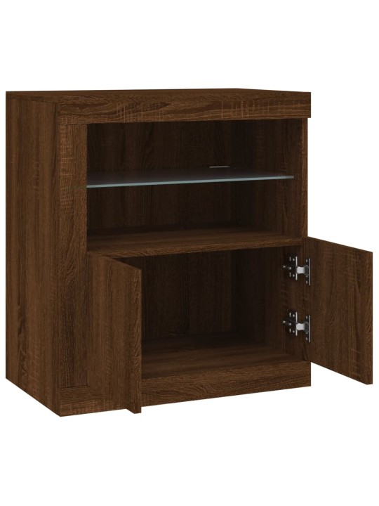 Kumode ar led lampiņām, brūna koka krāsa, 60,5x37x67 cm
