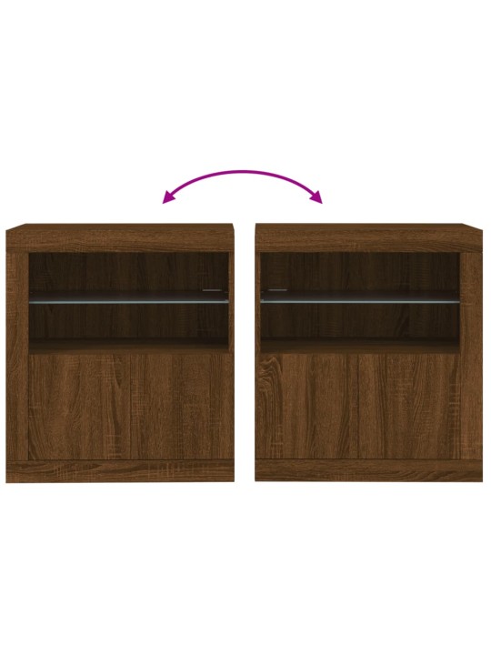 Kumode ar led lampiņām, brūna koka krāsa, 60,5x37x67 cm