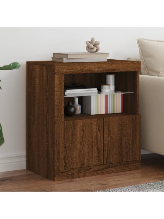 Kumode ar led lampiņām, brūna koka krāsa, 60,5x37x67 cm