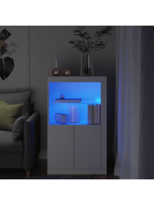 Skapītis ar led apgaismojumu, balts, inženierijas koks