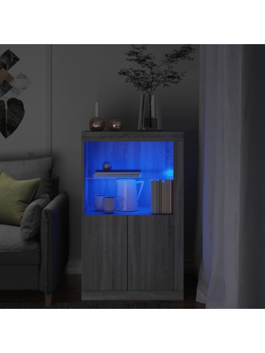 Skapītis ar led apgaismojumu, pelēka ozola, inženierijas koks