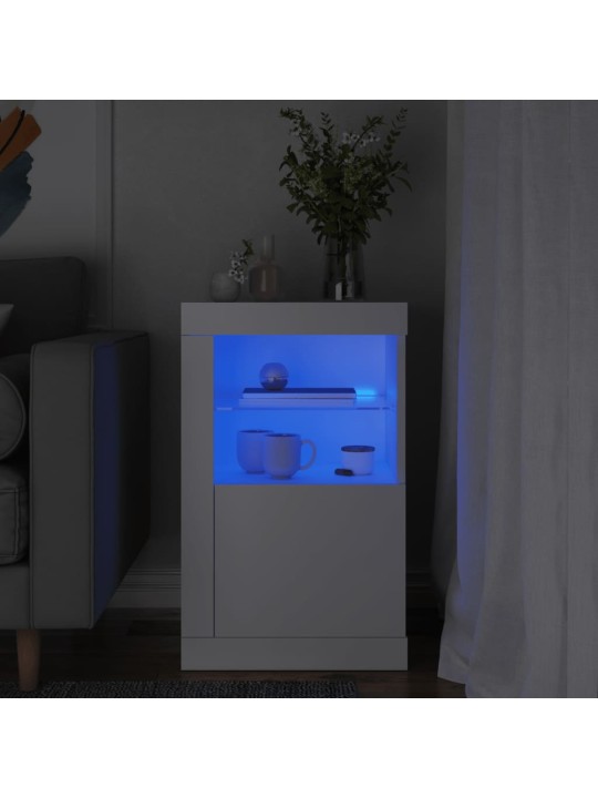 Skapītis ar led apgaismojumu, balts, inženierijas koks