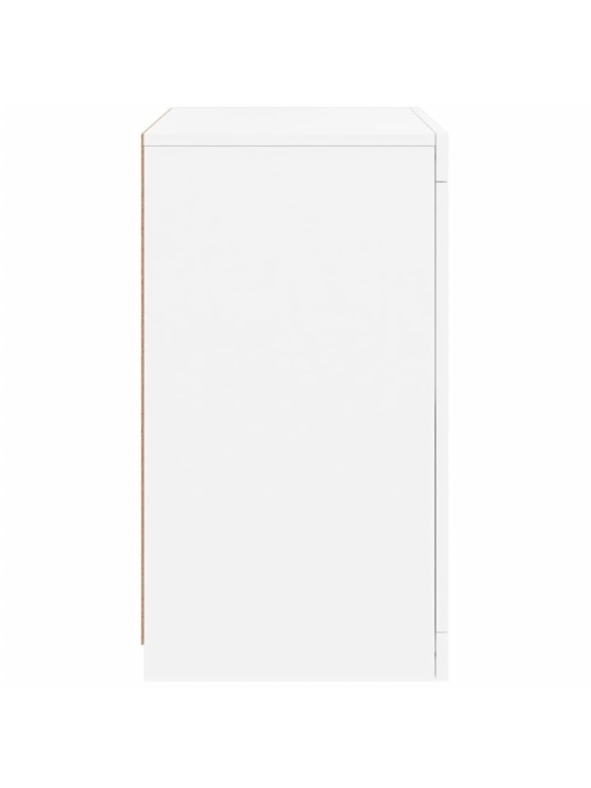 Naktsskapīši ar led lampām, 2 gab., balti, inženierijas koks