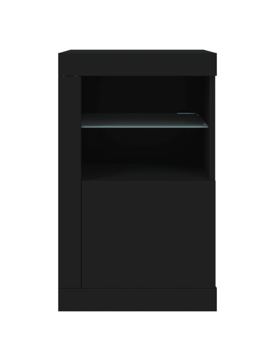 Skapītis ar led apgaismojumu, melns, inženierijas koks