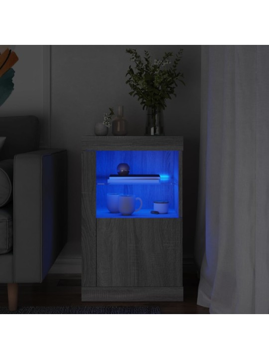 Skapītis ar led apgaismojumu, pelēka ozola, inženierijas koks
