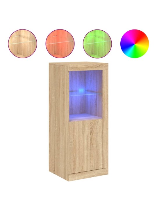 Kumode ar led lampiņām, ozolkoka krāsa, 41x37x100 cm