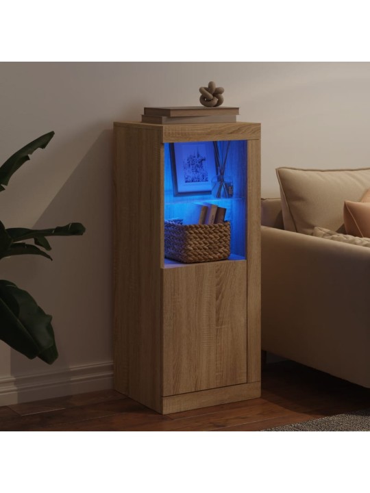 Kumode ar led lampiņām, ozolkoka krāsa, 41x37x100 cm
