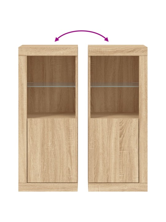 Kumode ar led lampiņām, ozolkoka krāsa, 41x37x100 cm