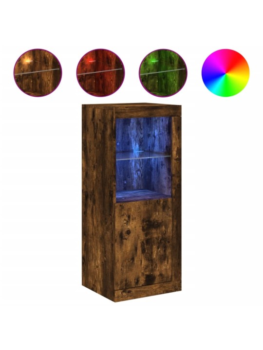 Kumode ar led lampiņām, ozolkoka krāsa, 41x37x100 cm