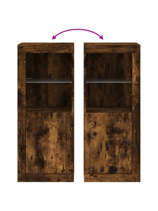 Kumode ar led lampiņām, ozolkoka krāsa, 41x37x100 cm